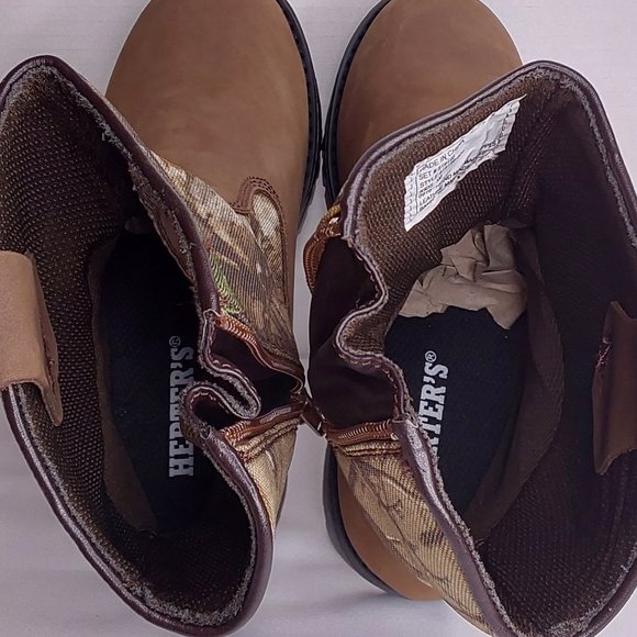 'HERTER'S' LEATHER HUNT BOOTS MOISTURE-WICK CAMO 'REALTREE`EXTRA PULL-ON YOUTH - Picture 9 of 16